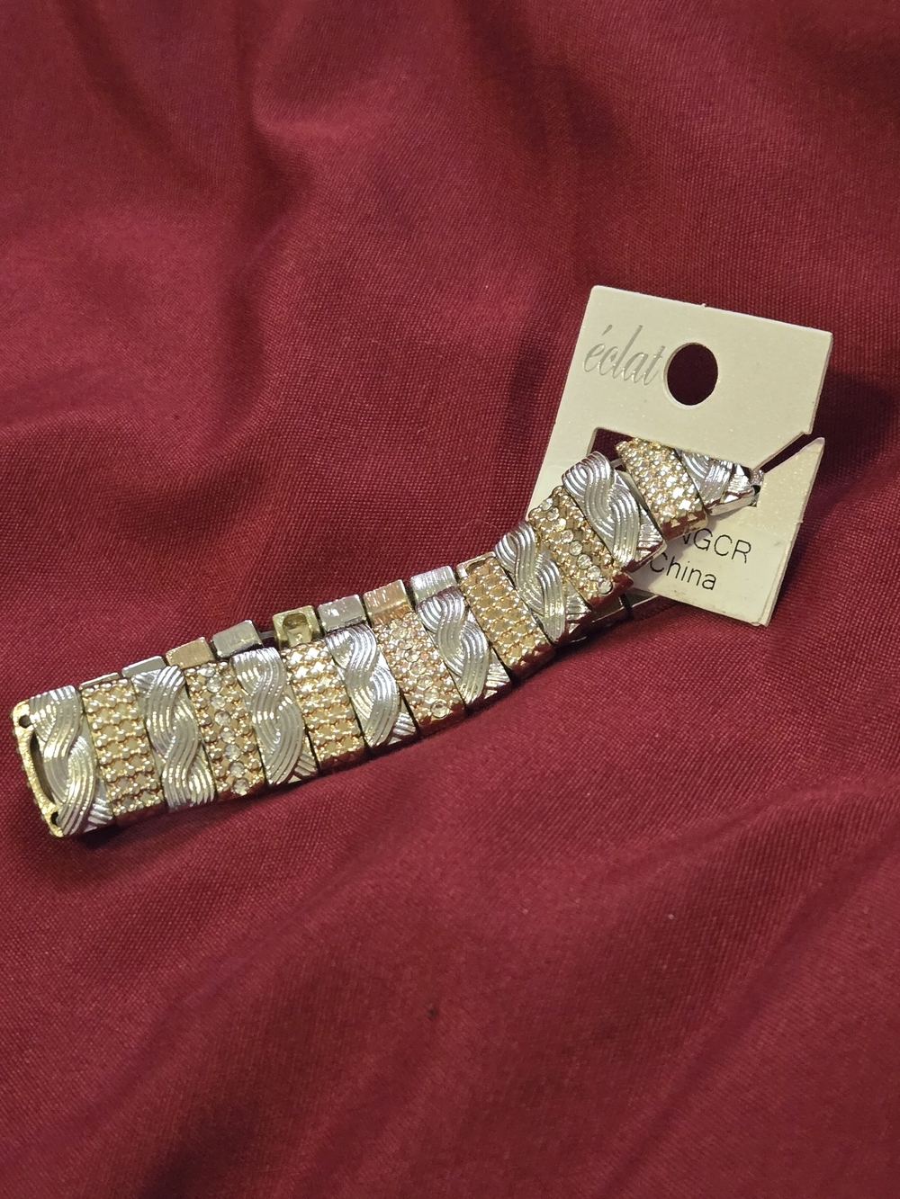 Éclat Two-Tone Gold & Silver Crystal Link Stretch Bracelet